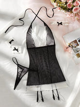 Sexy Lace Trim Maid Pajama Set โ 4 Piece