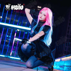 HSIU Pink-to-Purple Gradient Wig – Alien-Inspired Long Hair for Mizi Cosplay