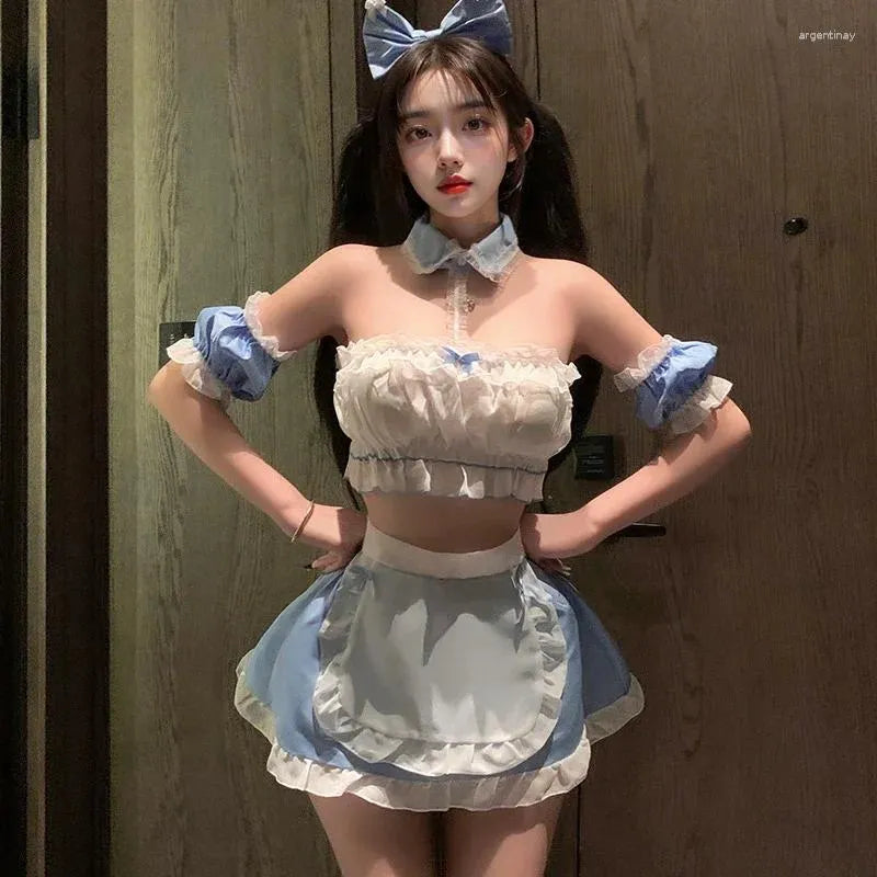 Cute Blue Maid Lingerie Costume Set