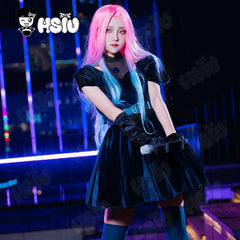 HSIU Pink-to-Purple Gradient Wig – Alien-Inspired Long Hair for Mizi Cosplay