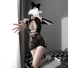 Bold Erotic Black Lingerie Outfit