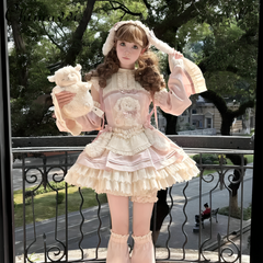 Kawaii Pink Doll High-Waist Lolita Mini