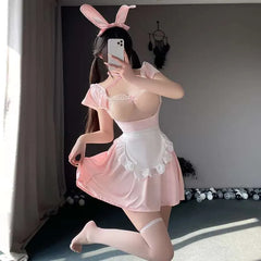 Tempting Bunny Maid Cosplay – Lace See-Through Coffee Girl Fantasy Set