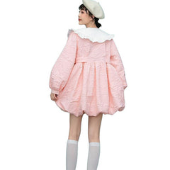 Dollhouse Pink Lantern-Sleeve Dress