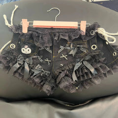 Handmade Sweet Lace Denim Shorts