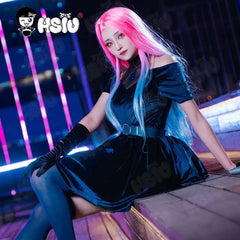 HSIU Pink-to-Purple Gradient Wig – Alien-Inspired Long Hair for Mizi Cosplay