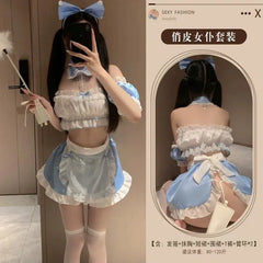 Cute Blue Maid Lingerie Costume Set