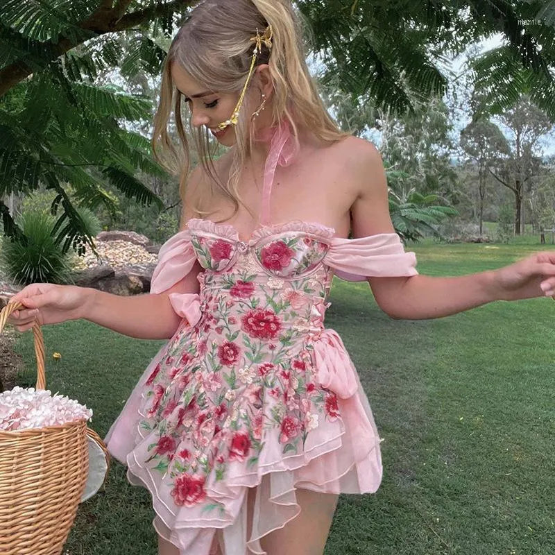 Cherry Dot Y2K Floral Suspender Mini