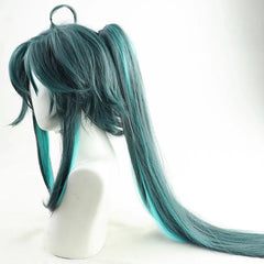 Genshin Impact Mandrill Split Wig โ Long Flowing Xiao Cosplay Hair with Mantis Protector Flair