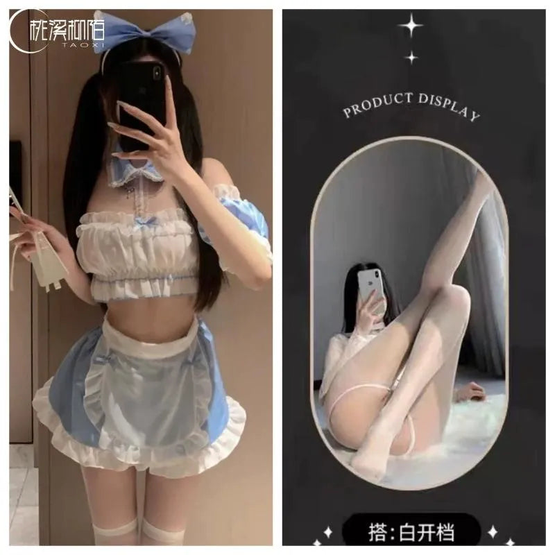 Cute Blue Maid Lingerie Costume Set