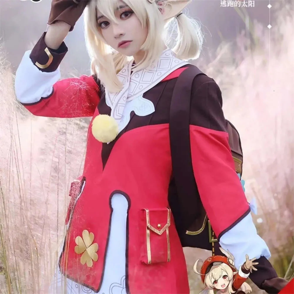 Ultimate Klee Cosplay Bundle – Red Dress, Wig, Shoes & Backpack Set