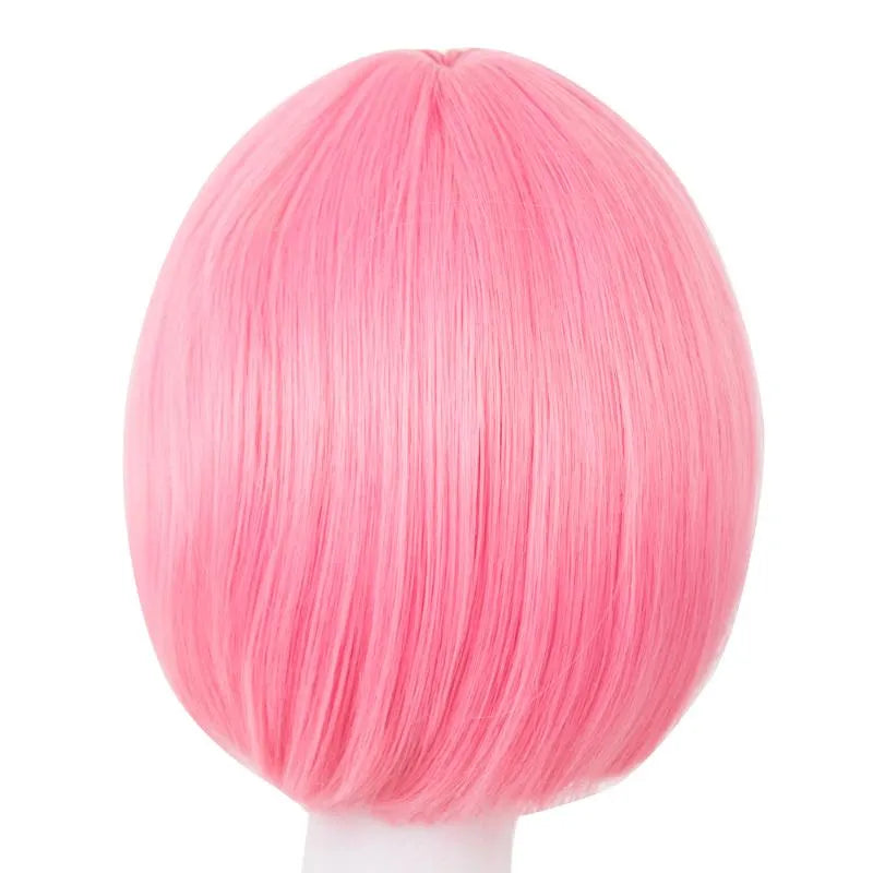 Fei-Show Pink Bob Wig – Heat-Resistant Short Wavy Cosplay Hairpiece