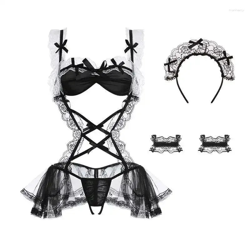 Sexy Maid Lingerie Set with Lace Bow