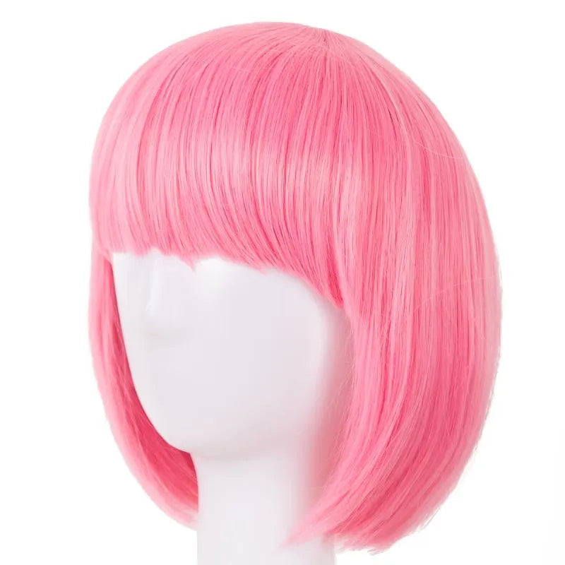 Fei-Show Pink Bob Wig – Heat-Resistant Short Wavy Cosplay Hairpiece