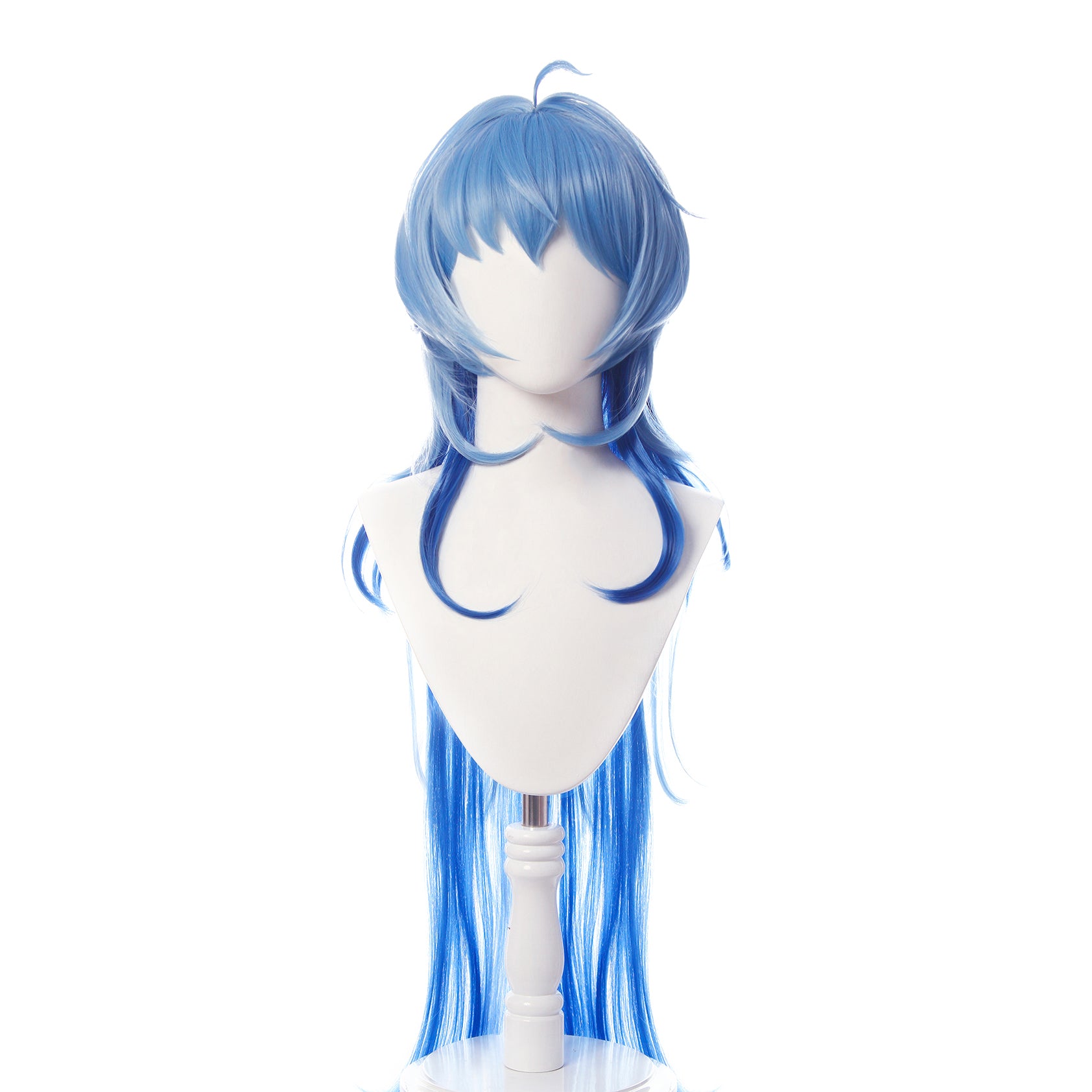Long Gradient Blue Cosplay Wig – Heat-Resistant Synthetic Hair with Free Wig Cap