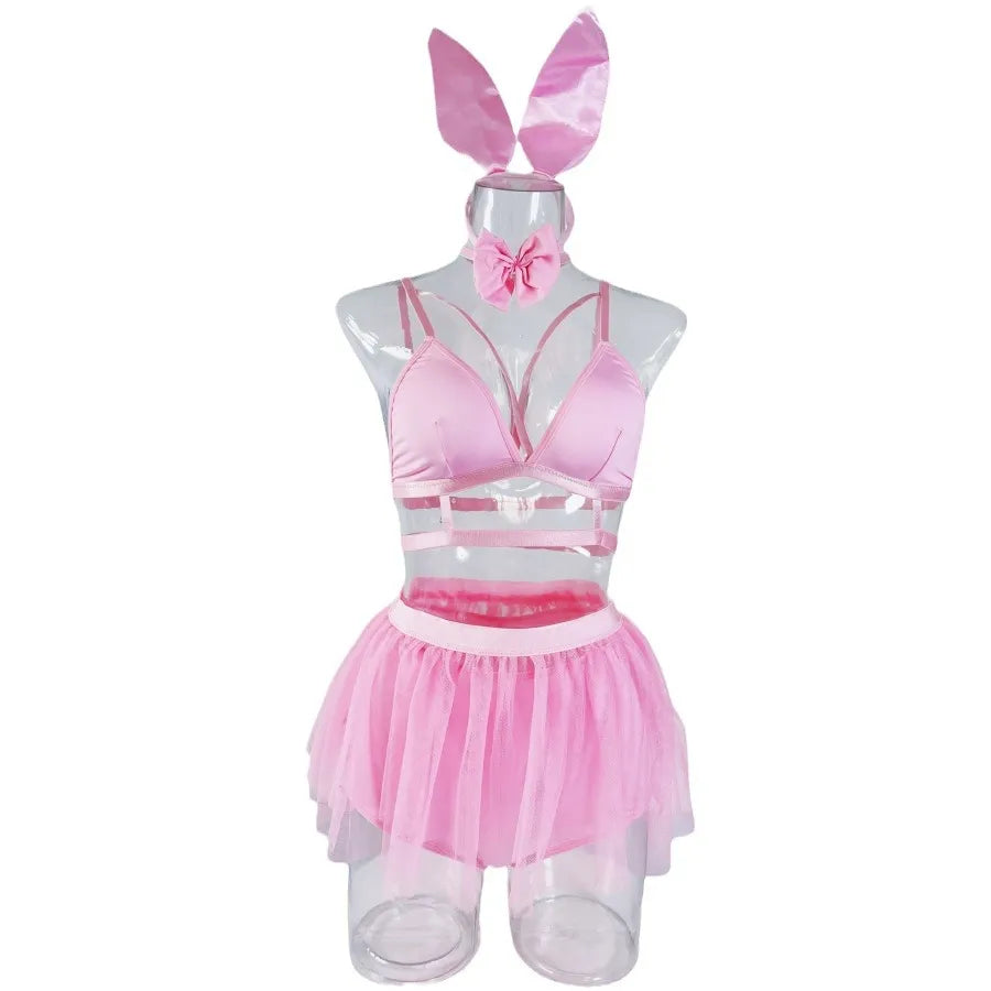 Playful Pink Bunny Two-Piece – Cute Adult Cosplay & Halloween Lingerie Set