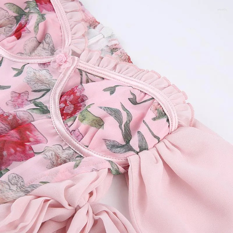 Cherry Dot Y2K Floral Suspender Mini