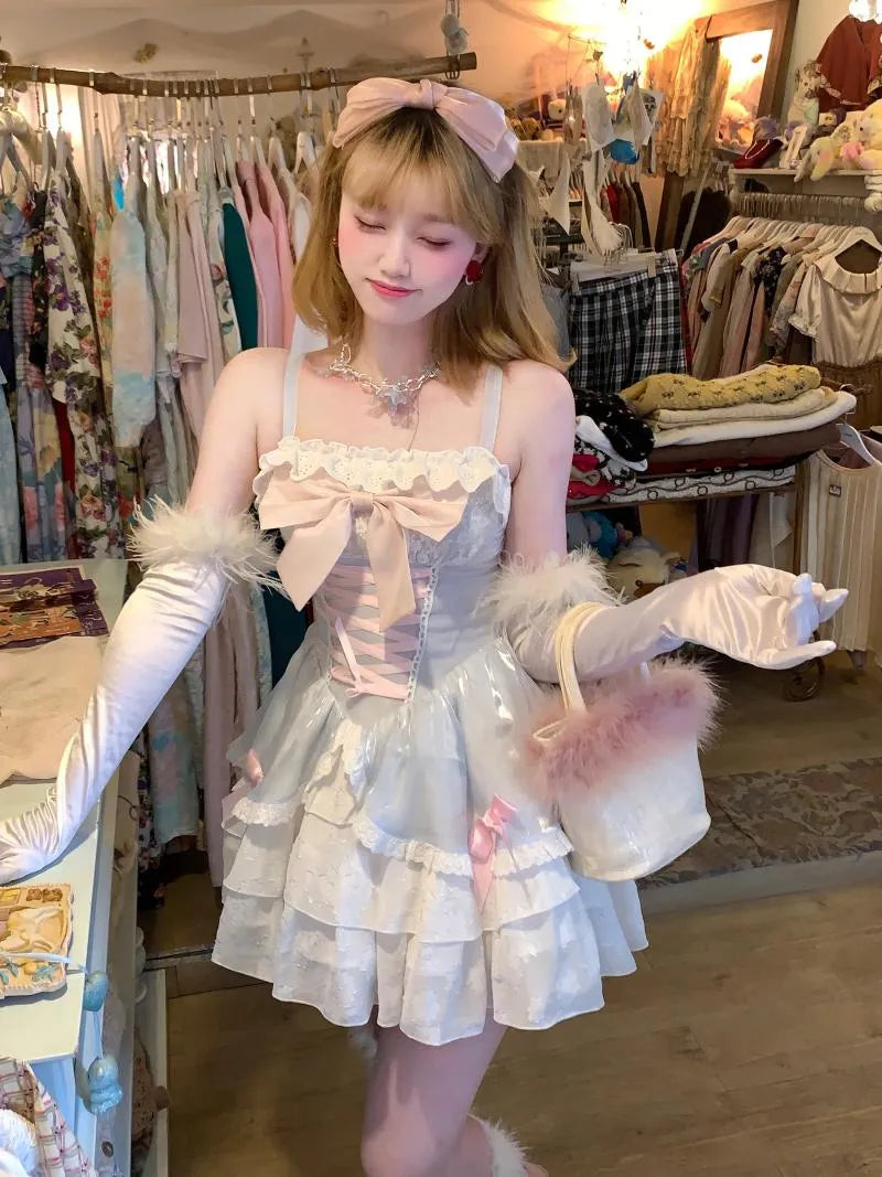 Pink Fairy Tie-Front Camisole Mini Dress