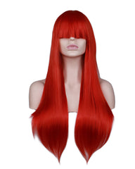 Light Pink Silk Straight Wig – High-Temp Bangs for Chic Cross-Border Fashion