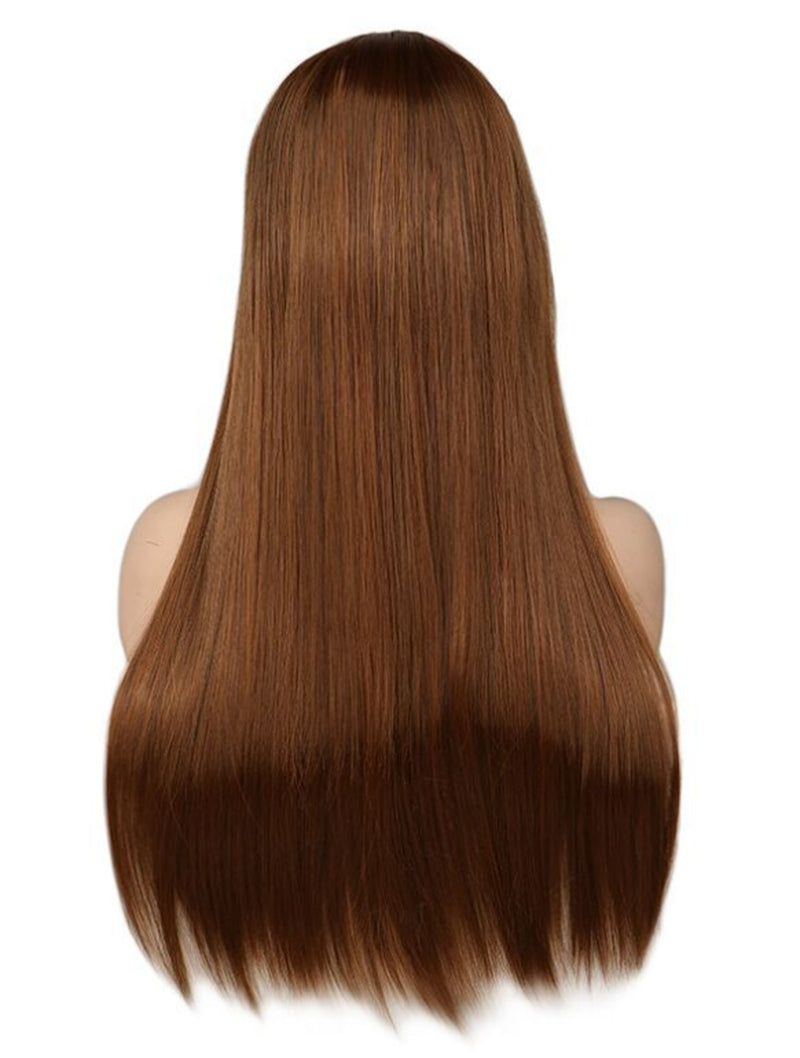 Light Pink Silk Straight Wig – High-Temp Bangs for Chic Cross-Border Fashion