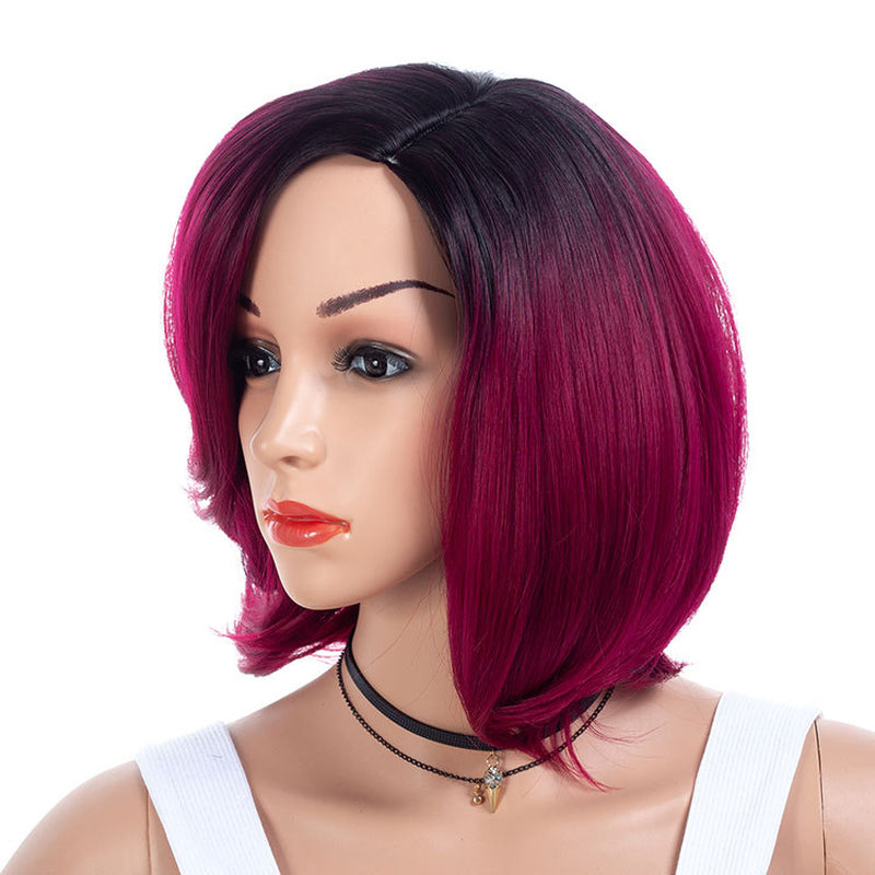 Vibrant Two-Tone Bob Wig – Short Curly Gradient Hairpiece