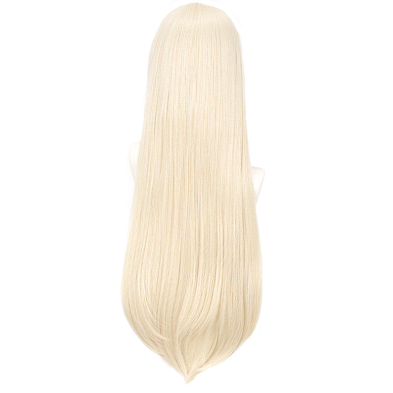 Milk-Golden Anime Bangs Wig – Soft Golden Blonde Cosplay Hairpiece