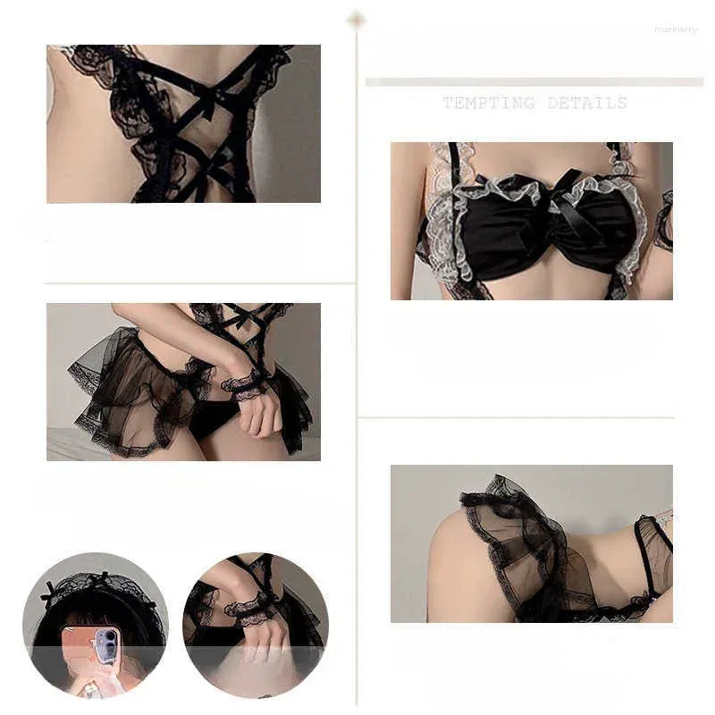 Sexy Maid Lingerie Set with Lace Bow
