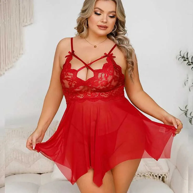 Sexy Tulle Babydoll Dress for Curvy Women