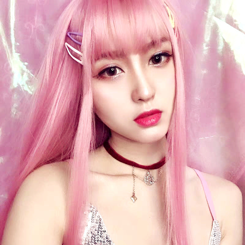 Sleek Chemical Fiber Cosplay Wig – Heat-Resistant High-Gloss Synthetic Hair