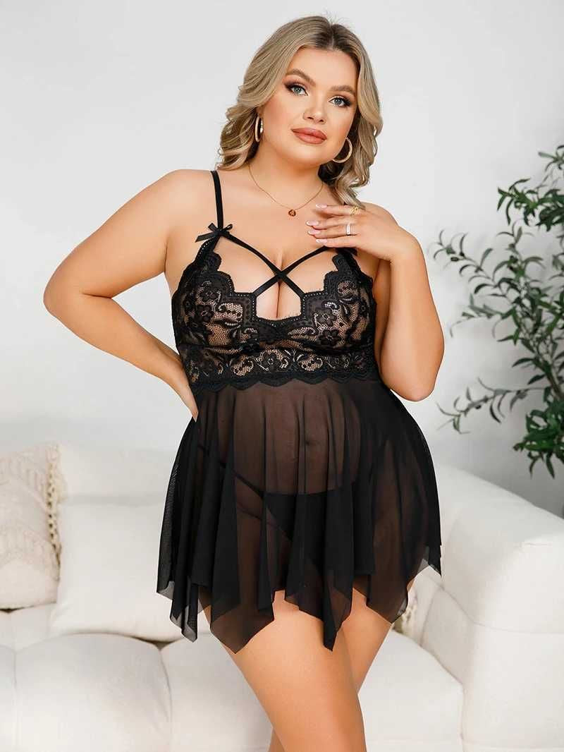 Sexy Tulle Babydoll Dress for Curvy Women