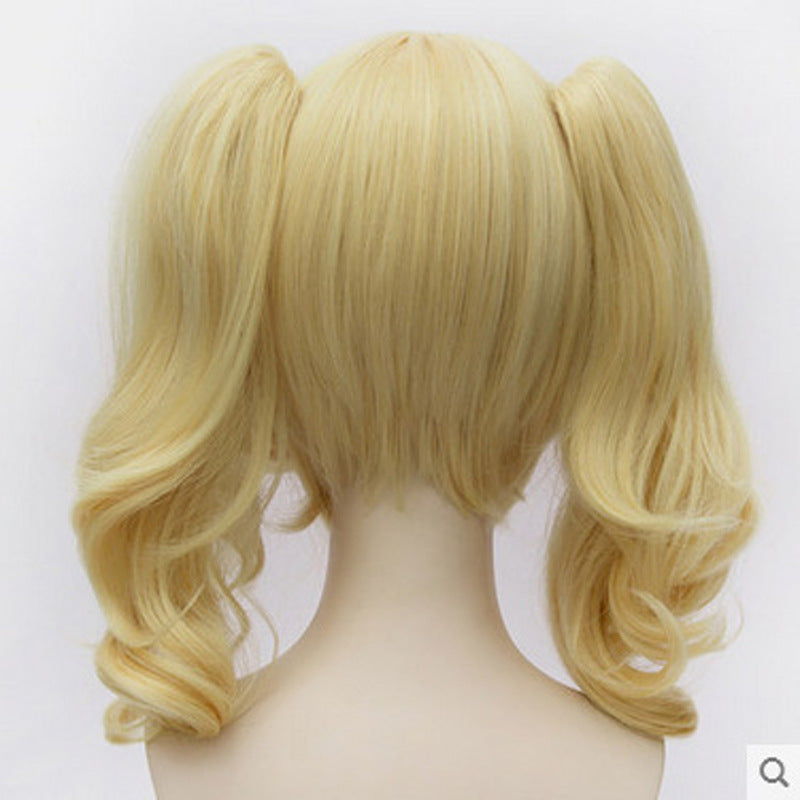 Golden Yellow Curly Cosplay Wig – Full Headgear for European & American Anime Styles