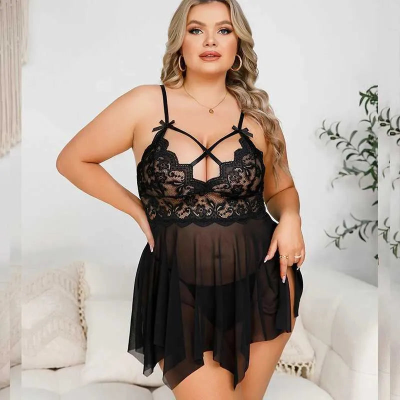 Sexy Tulle Babydoll Dress for Curvy Women