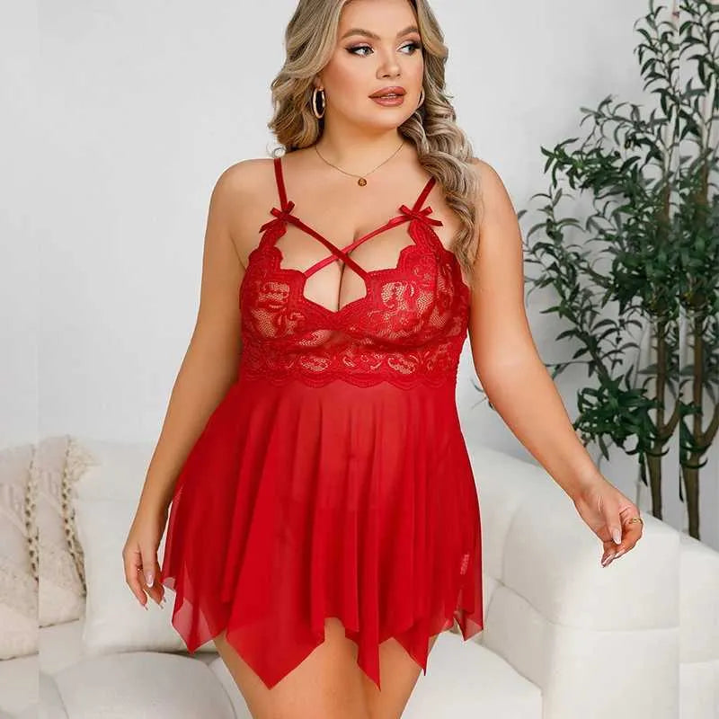 Sexy Tulle Babydoll Dress for Curvy Women