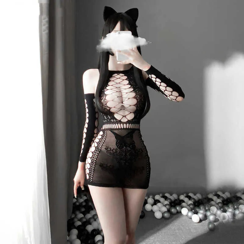Bold Erotic Black Lingerie Outfit