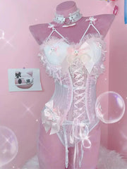 Handmade Bow lace vest vest suit