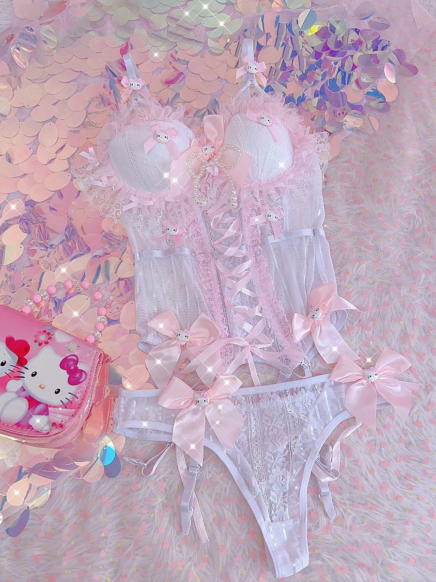 Handmade Bow lace vest vest suit