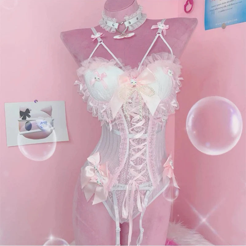Handmade Bow lace vest vest suit