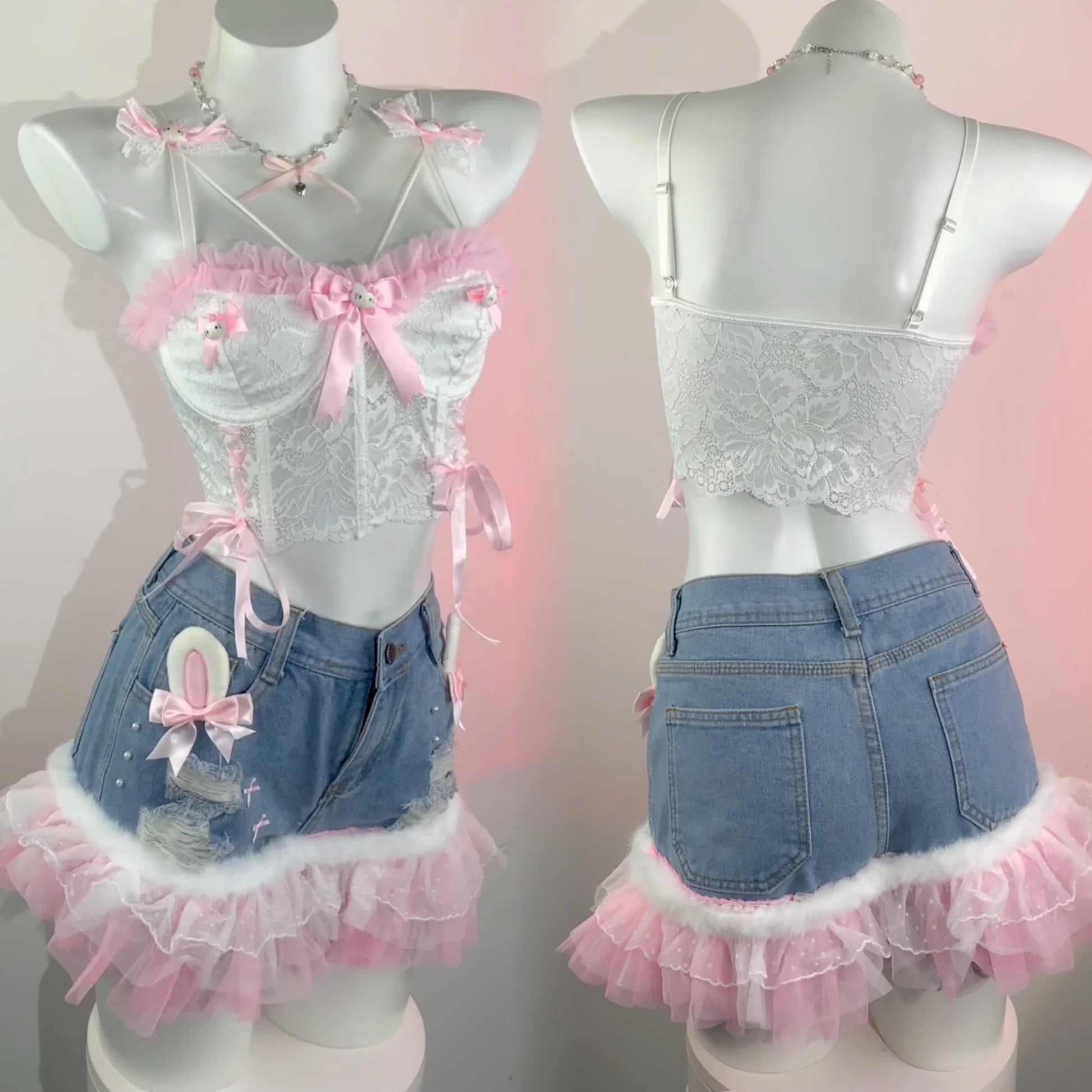 Handmade Lace bow camisole