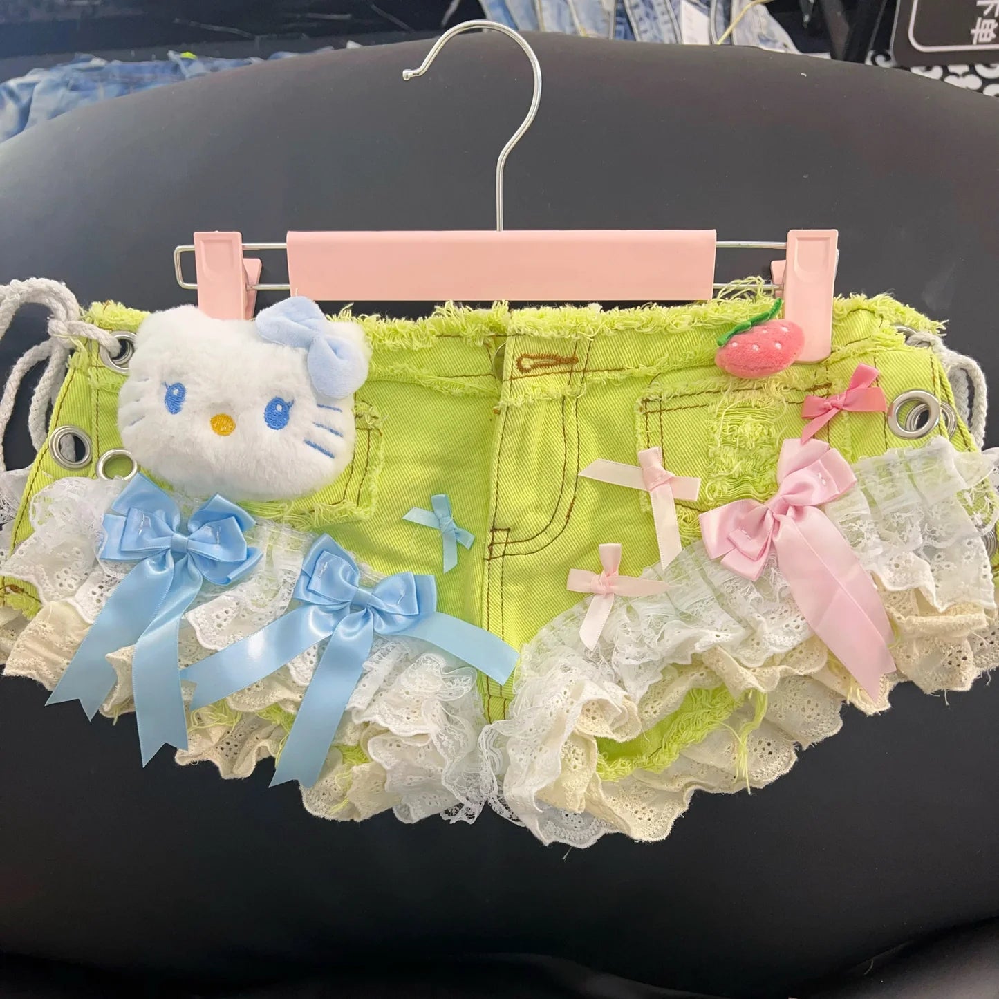 Handmade Sweet Lace Denim Shorts