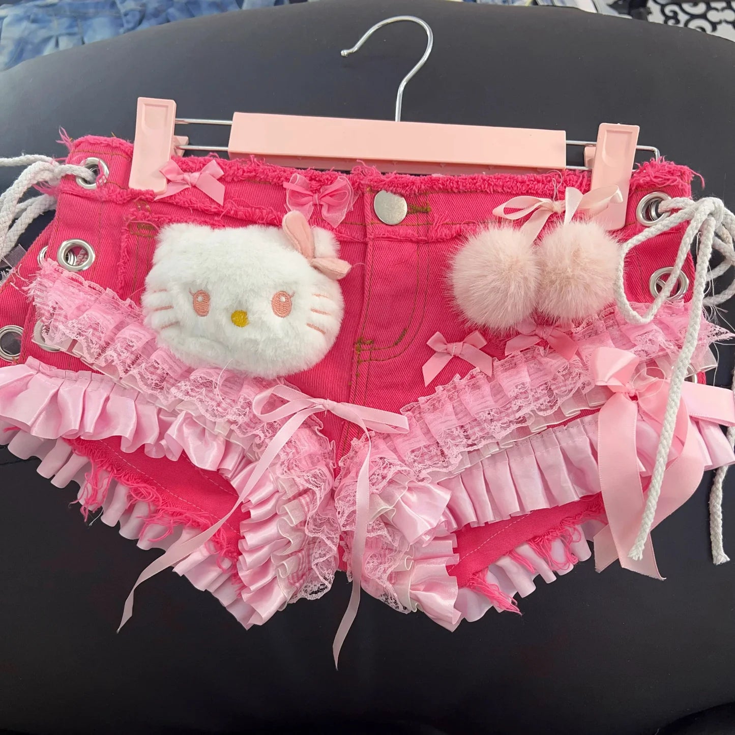 Handmade Sweet Lace Denim Shorts