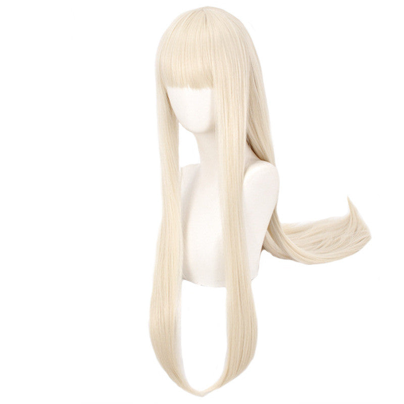 Milk-Golden Anime Bangs Wig – Soft Golden Blonde Cosplay Hairpiece