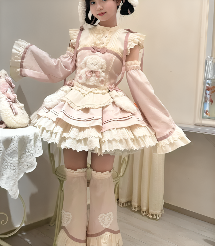 Kawaii Pink Doll High-Waist Lolita Mini