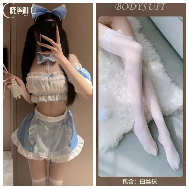 Cute Blue Maid Lingerie Costume Set