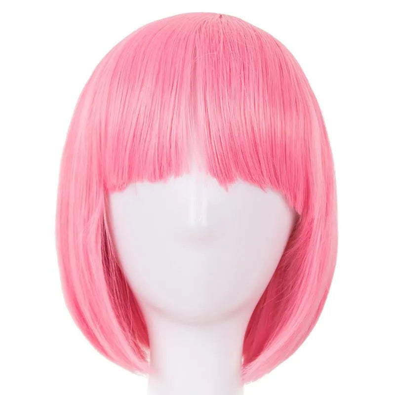 Fei-Show Pink Bob Wig – Heat-Resistant Short Wavy Cosplay Hairpiece