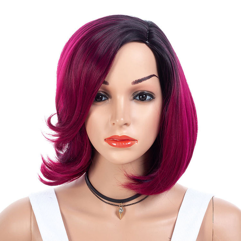 Vibrant Two-Tone Bob Wig – Short Curly Gradient Hairpiece