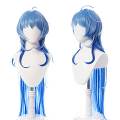 Long Gradient Blue Cosplay Wig – Heat-Resistant Synthetic Hair with Free Wig Cap