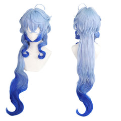Long Gradient Blue Cosplay Wig – Heat-Resistant Synthetic Hair with Free Wig Cap