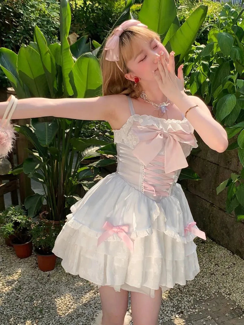 Pink Fairy Tie-Front Camisole Mini Dress