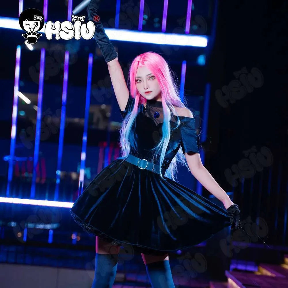 HSIU Pink-to-Purple Gradient Wig – Alien-Inspired Long Hair for Mizi Cosplay