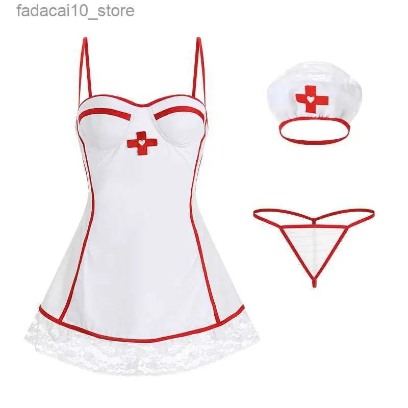 Seductive Nurse Cosplay Lingerie Set – Exotic Roleplay Costume with Stockings | Sexy Erotic Apparel for Women